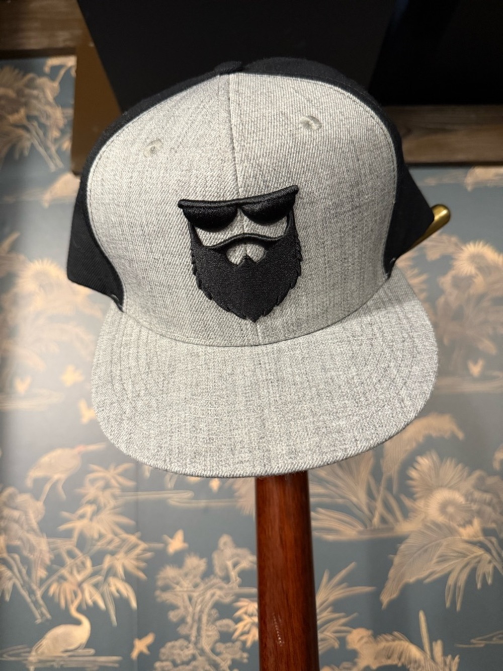 Gray and Black Snapback Hat with Bearded Logo